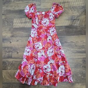 Jopna Floral Puff Sleeve Midi Dress